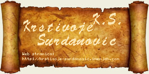 Krstivoje Surdanović vizit kartica